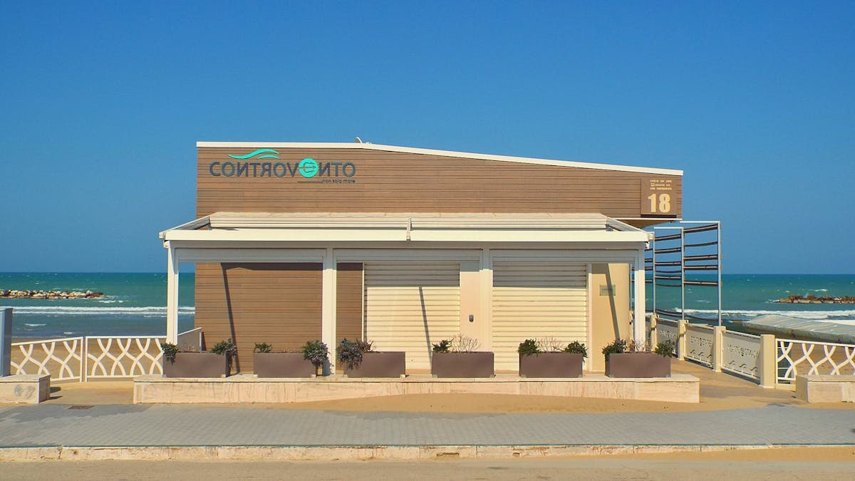 Bright sunny view of Contronviento Beach Club in San Salvo, Abruzzo, Italy, perfect for a summer day.
